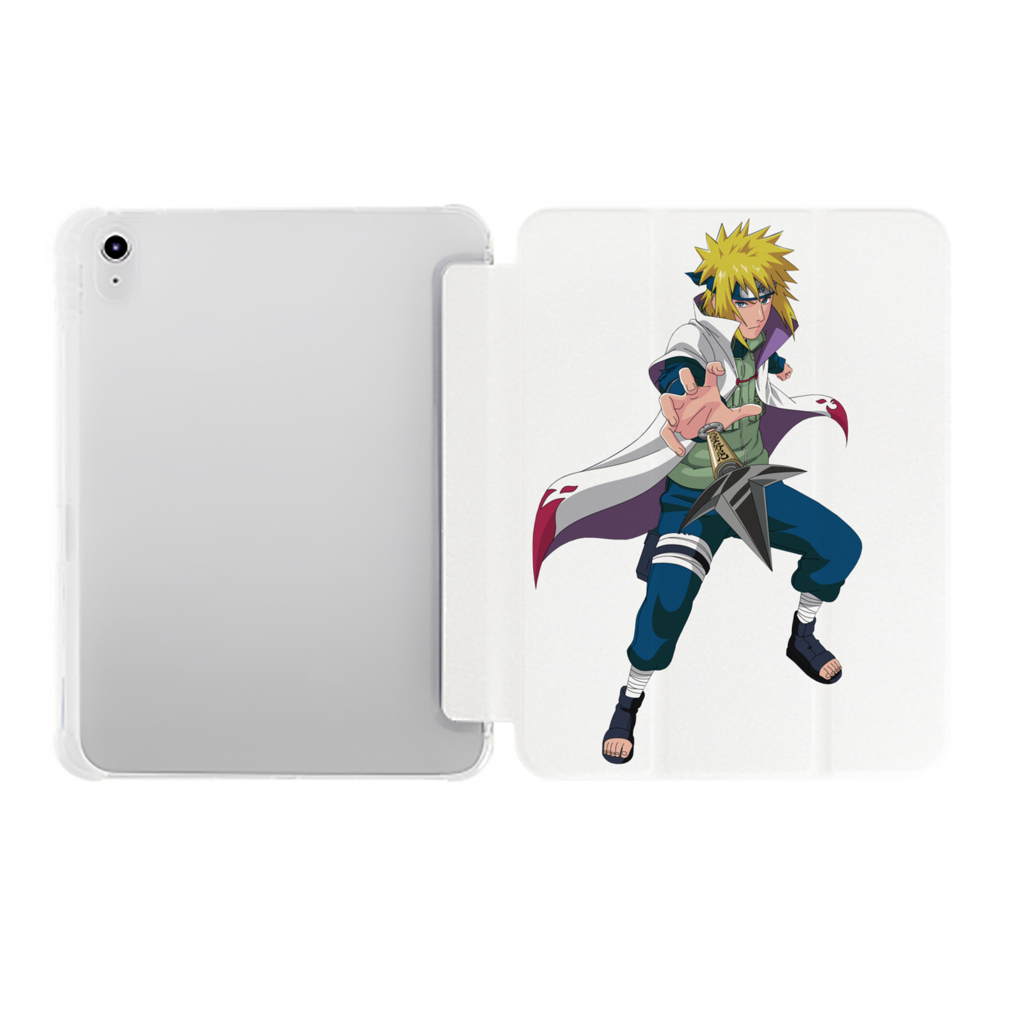 （画像用） NARUTO -ナルト- 波風 ミナト Namikaze Minato IPad ケース ペン収納付き 三つ折りスタンド PUレザー×シリコン 対応機種9.5/10.5/10.9インチ